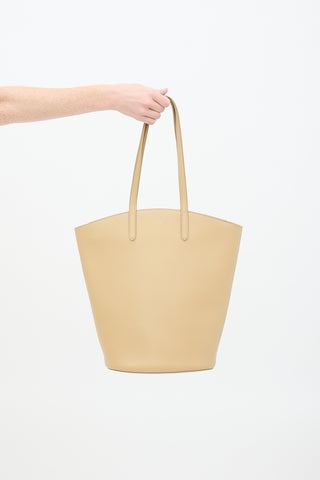 Oroton Beige Leather Structured Tote Bag