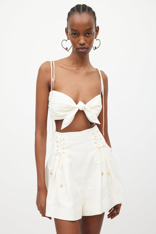 Orseund Iris White Pleated Cha Cha Tied Bandeau