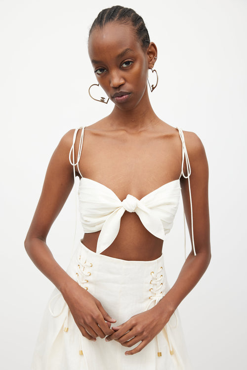 Orseund Iris White Pleated Cha Cha Tied Bandeau