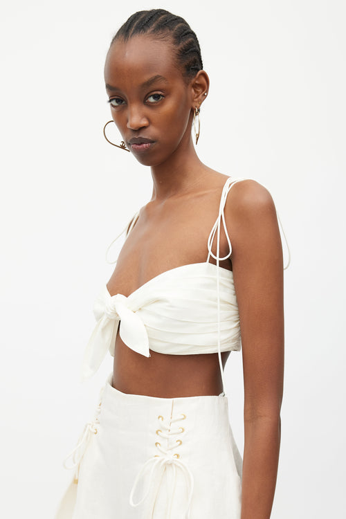 Orseund Iris White Pleated Cha Cha Tied Bandeau