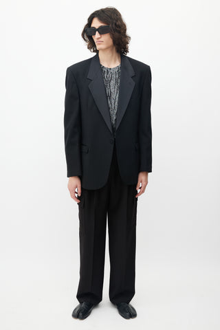 Oscar De La Renta Black Satin Blazer