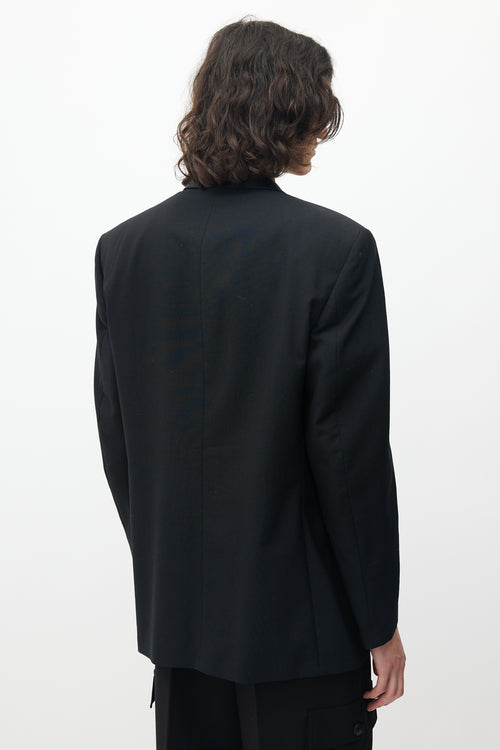 Oscar De La Renta Black Satin Blazer