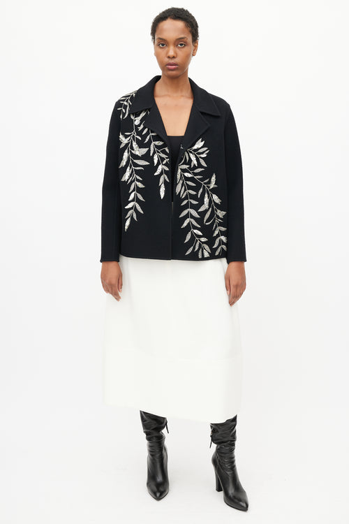 Oscar de la Renta Fall 2018 Black Wool 
Silver Embroidery Jacket