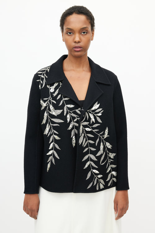 Oscar de la Renta Fall 2018 Black Wool 
Silver Embroidery Jacket