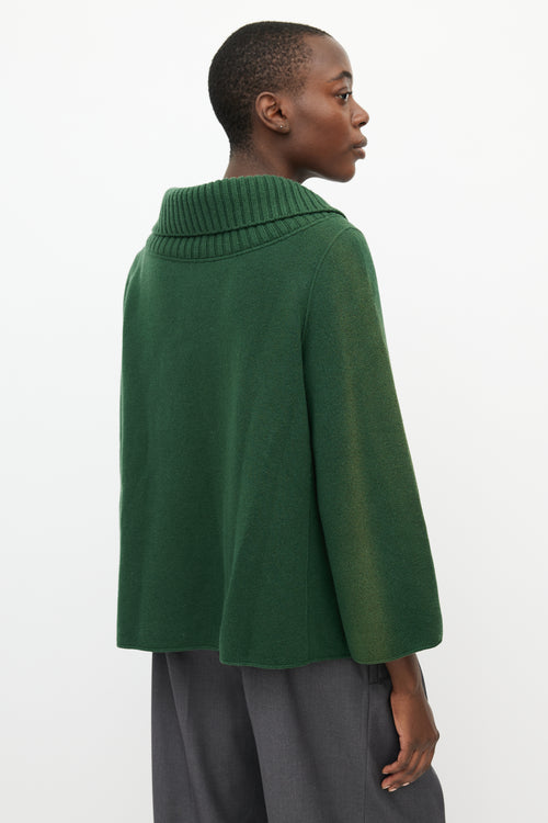 Oscar de la Renta Green Wool 
Cashmere Tie Cardigan