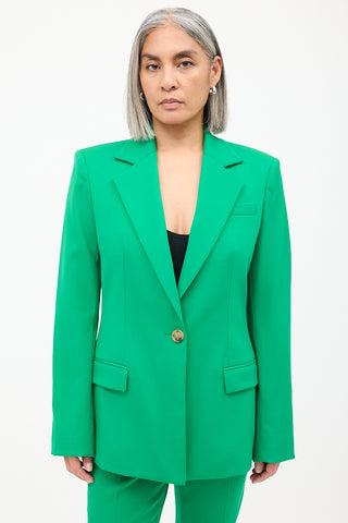 Oscar de la Renta Green Wool Fitted Blazer