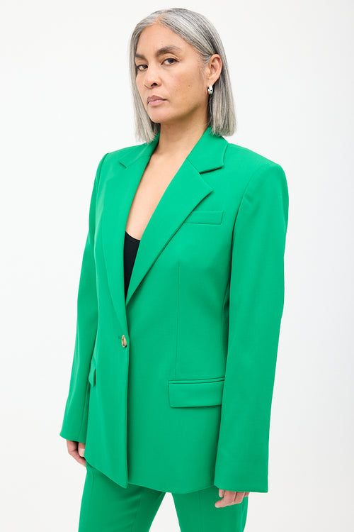 Oscar de la Renta Green Wool Fitted Blazer