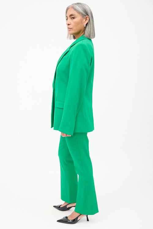 Oscar de la Renta Green Wool Fitted Blazer