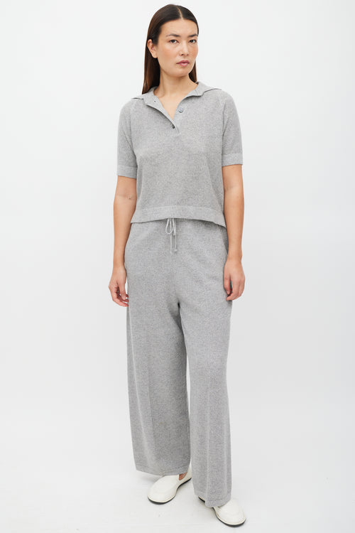 Oscar de la Renta Grey Knit Co-Ord Set