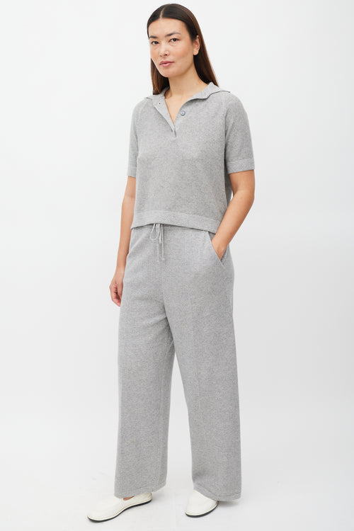 Oscar de la Renta Grey Knit Co-Ord Set