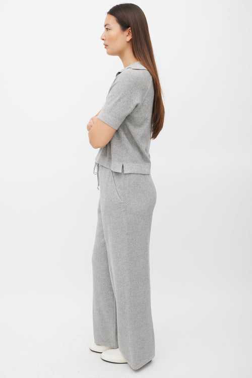 Oscar de la Renta Grey Knit Co-Ord Set