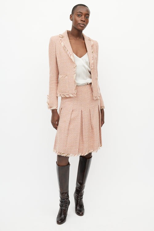 Oscar de la Renta Pink Tweed Skirt Suit