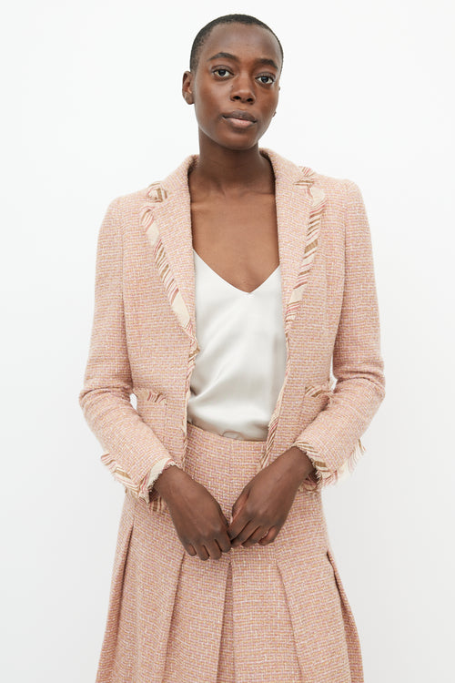 Oscar de la Renta Pink Tweed Skirt Suit