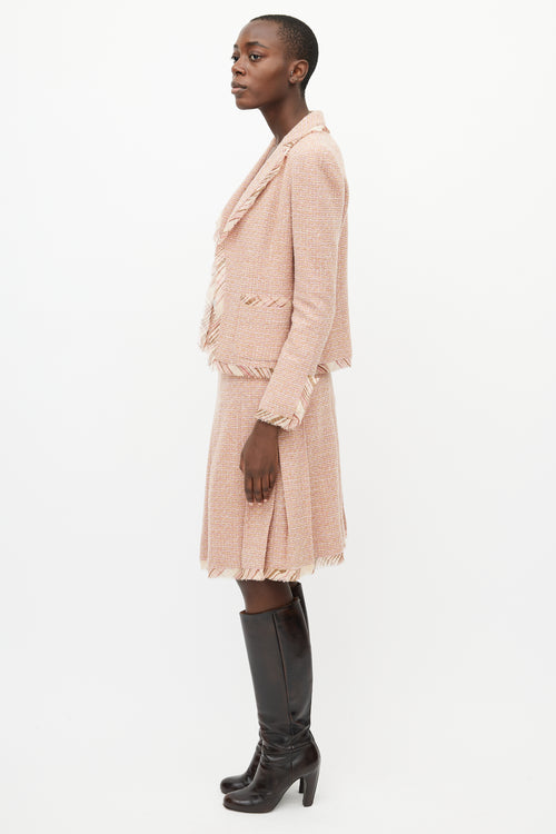 Oscar de la Renta Pink Tweed Skirt Suit