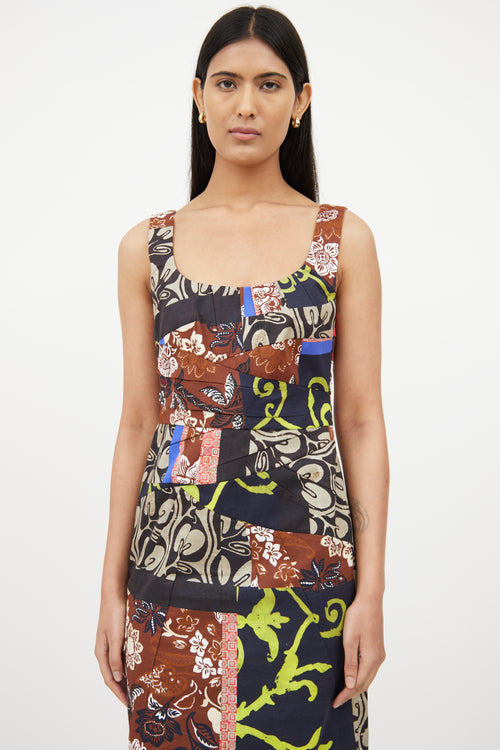 Oscar de la RentaBrown 
Multi Patchwork Dress