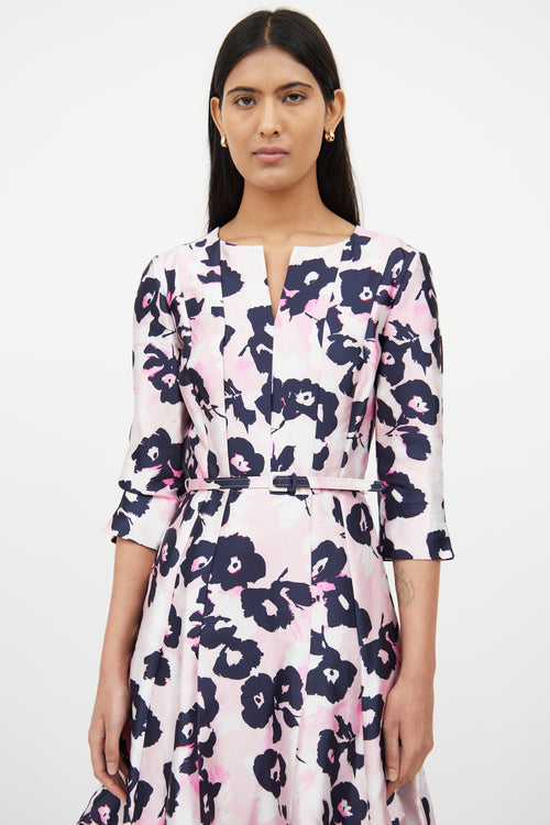 Oscar de la RentaPink 
Black Floral Tea Dress