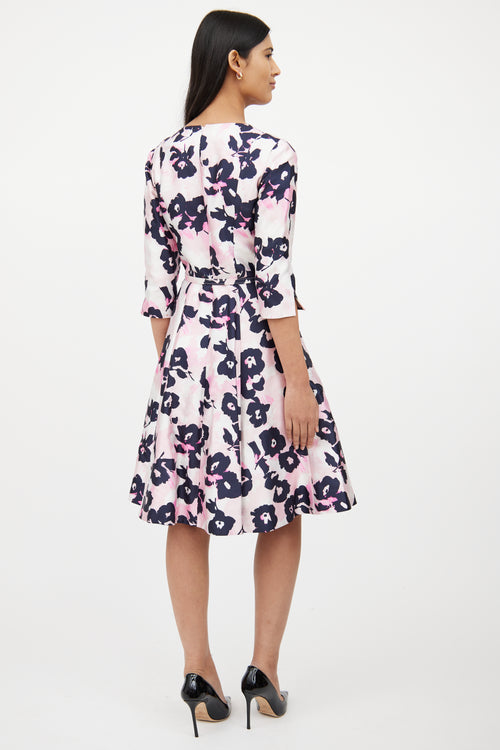 Oscar de la RentaPink 
Black Floral Tea Dress