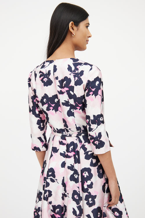 Oscar de la RentaPink 
Black Floral Tea Dress