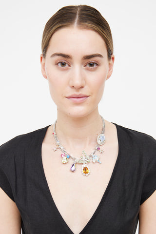 Otazu Rhodium Crystal Butterfly Necklace