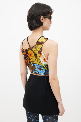 Ottolinger Black 
Multicolour Floral Silk Asymmetrical Top