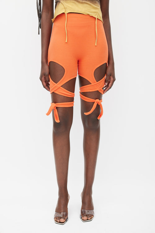 Ottolinger Orange Ribbed Tie Shorts