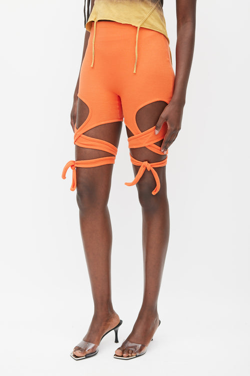 Ottolinger Orange Ribbed Tie Shorts