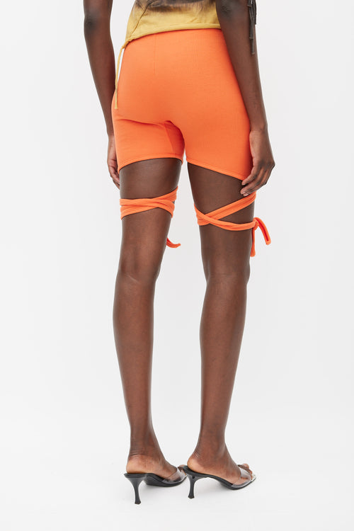 Ottolinger Orange Ribbed Tie Shorts