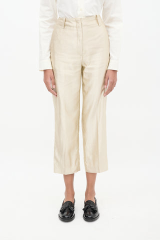 Our Legacy Beige Metallic Satin Striped Service Trouser