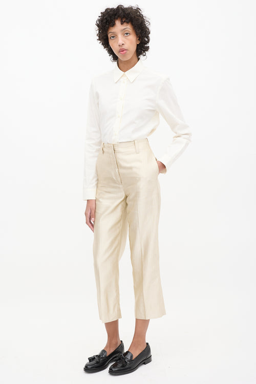 Our Legacy Beige Metallic Satin Striped Service Trouser