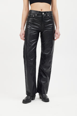 Our Legacy Black Faux Leather Linear Moto Pant