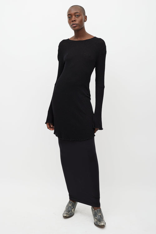 Black Ribbed Knit Dress