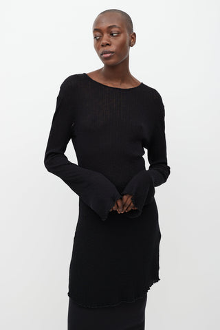 Black Ribbed Knit Dress