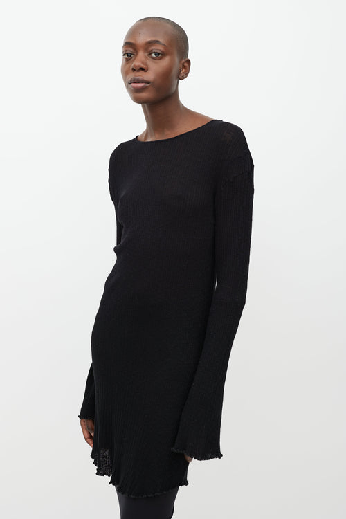 Black Ribbed Knit Dress