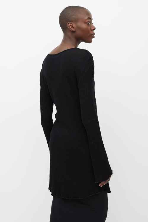 Black Ribbed Knit Dress