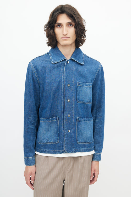 Our Legacy Blue Denim Snap Button Shirt Jacket