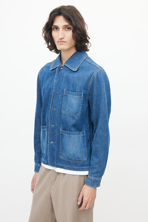 Our Legacy Blue Denim Snap Button Shirt Jacket