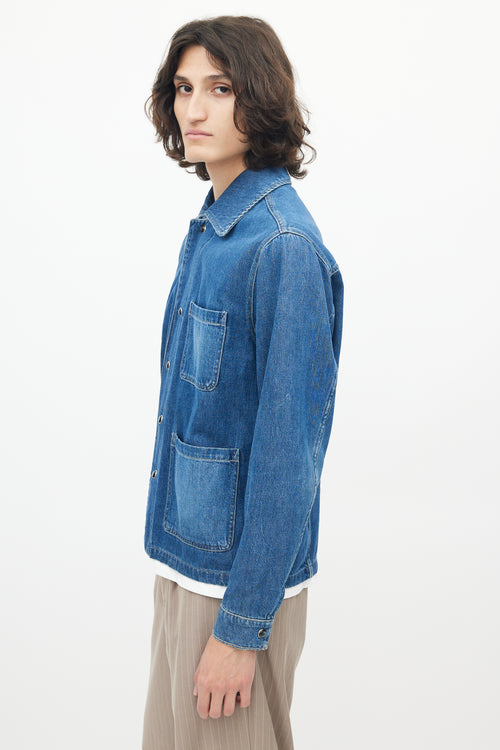 Our Legacy Blue Denim Snap Button Shirt Jacket