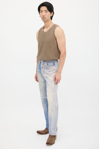 Our Legacy Blue Distressed Trompe L
oeil Jeans