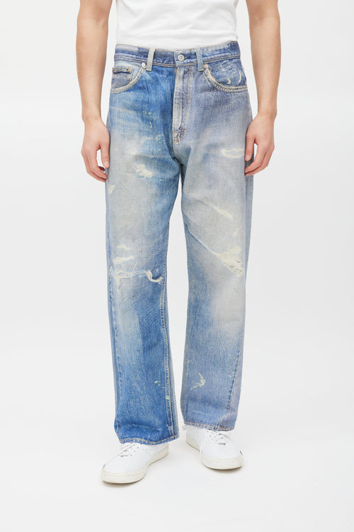 Our Legacy Blue Distressed Trompe L
oeil Jeans