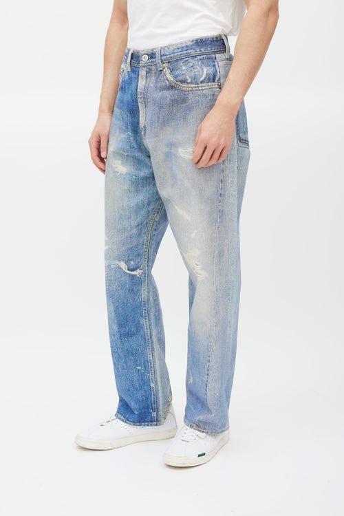 Our Legacy Blue Distressed Trompe L
oeil Jeans