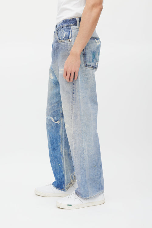 Our Legacy Blue Distressed Trompe L
oeil Jeans