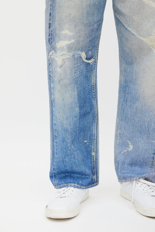 Our Legacy Blue Distressed Trompe L
oeil Jeans