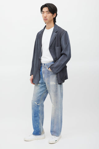 Our Legacy Blue Distressed Trompe L
oeil Jeans