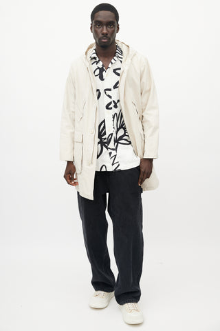 Our Legacy Cream Waxed Cotton Hooded Coat