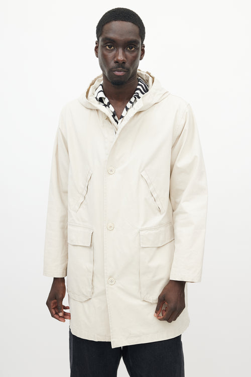 Our Legacy Cream Waxed Cotton Hooded Coat