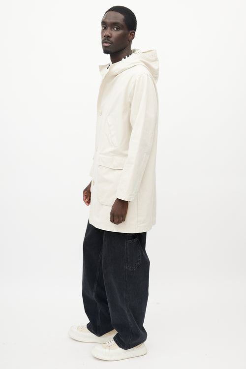 Our Legacy Cream Waxed Cotton Hooded Coat