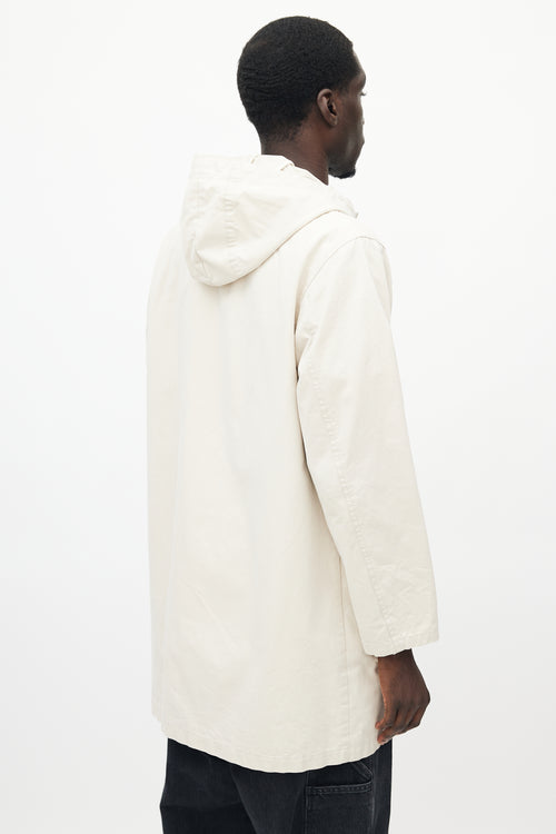 Our Legacy Cream Waxed Cotton Hooded Coat