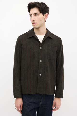 Our Legacy Green 
Brown Wool Striped Box Shirt