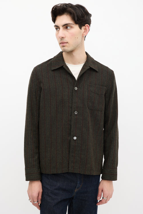 Our Legacy Green 
Brown Wool Striped Box Shirt