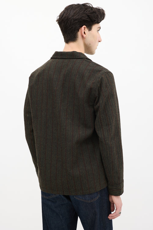 Our Legacy Green 
Brown Wool Striped Box Shirt